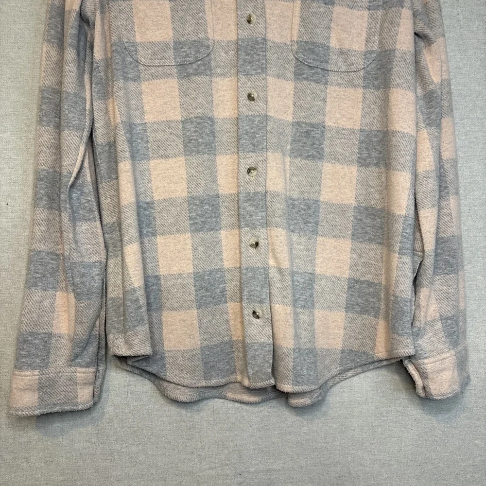 Faherty Flannel Shirt Womens S Pink Gray Soft Stretch Long Sleeve Cozy Fall - Picture 4 of 8